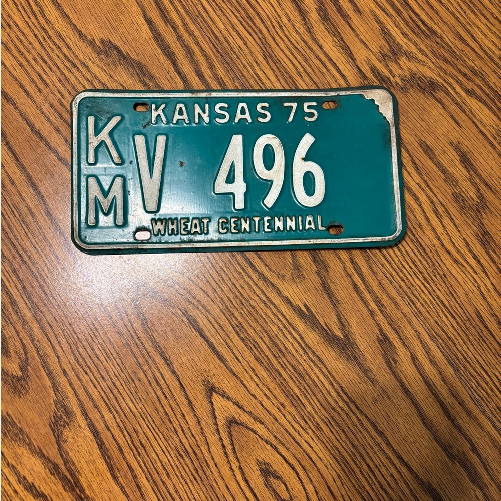 Vintage Kansas License Plate - Teal